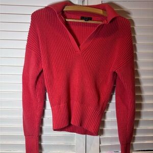J.Crew Cropped Collared Cotton Sweater Coral XXS